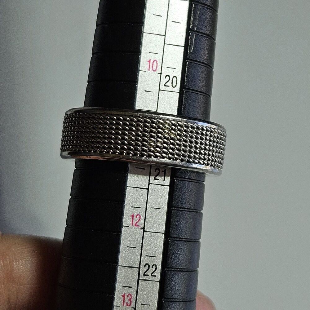 Mesh Textured Comfort Fit Stainless Steel Wedding Band Ring Size 11 - Picture 8 of 13
